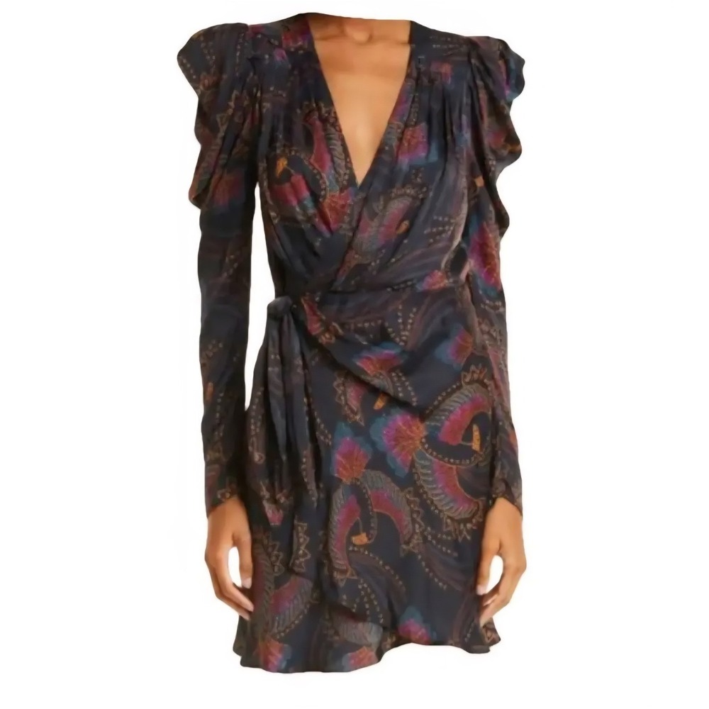 FARM Rio Sequin Toucans Mini Wrap Dress  Sz S  Black NWT  Holiday Party Summer